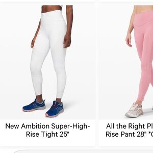 Lululemon New Ambition super high rise White Leggings